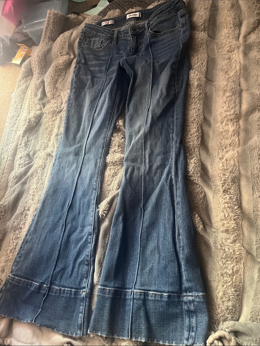Vigoss Women's Blue Paneled Flare Jeans